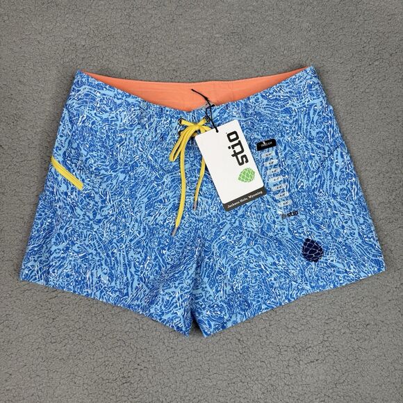 Stio CFS Board Short Womens 4 Blue Waves 4" Swim Surf UPF Quick Dry Stretch NWT - Picture 1 of 15